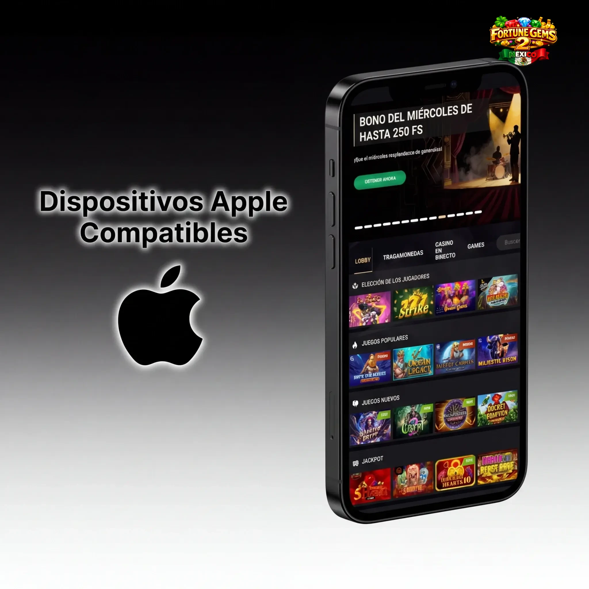 Dispositivos Apple compatibles con app PWA 1xSlots: iPhone y iPad con iOS 12 o posterior probados con Fortune Gems 2